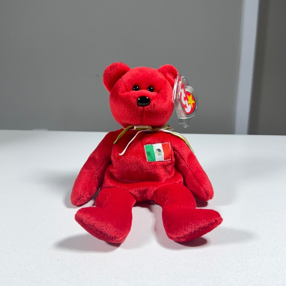 Ty Beanie Baby Osito Bear Unisex OS Red Mexico Flag Plush 1999 04244